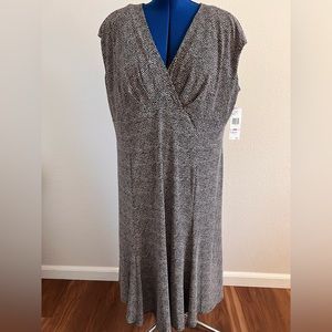 Jones New York Dress Black V-Neck Midi Cocktail Dress 22W